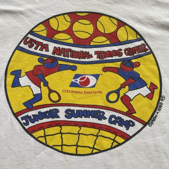 Vintage USTA Tennis Center Camp T Shirt Karen Perez Haring Style Medium - Picture 6 of 9